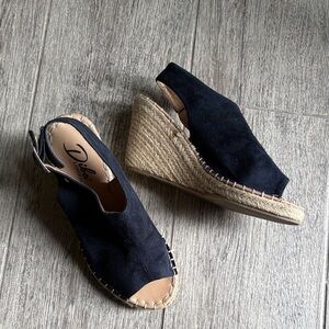 Navy Blue Espadrille Wedge Sandals